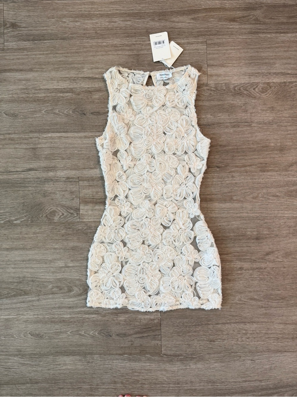NWT Peppermayo Candace Mini Dress in Ivory, Size 4
